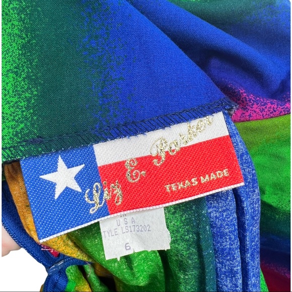 VTG 80's/90's NWT DEADSTOCK Liz E. Parker Texas Made Rainbow Tiered Skirt Sz 6 - Picture 7 of 8